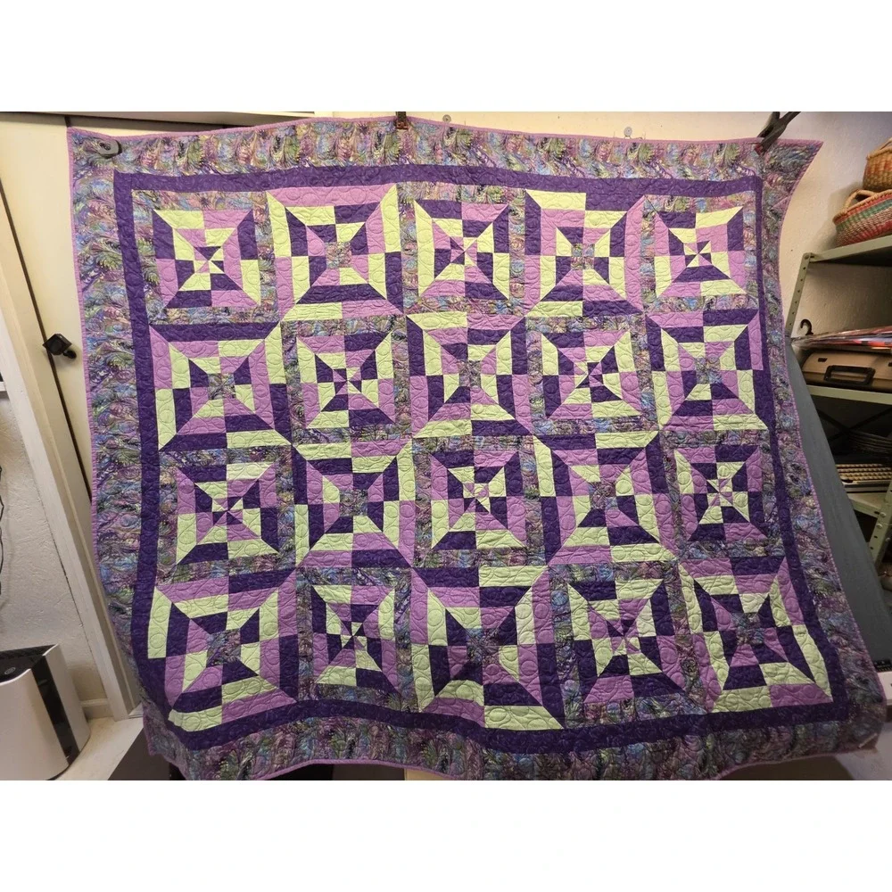Handmade Purple bed quilt 71